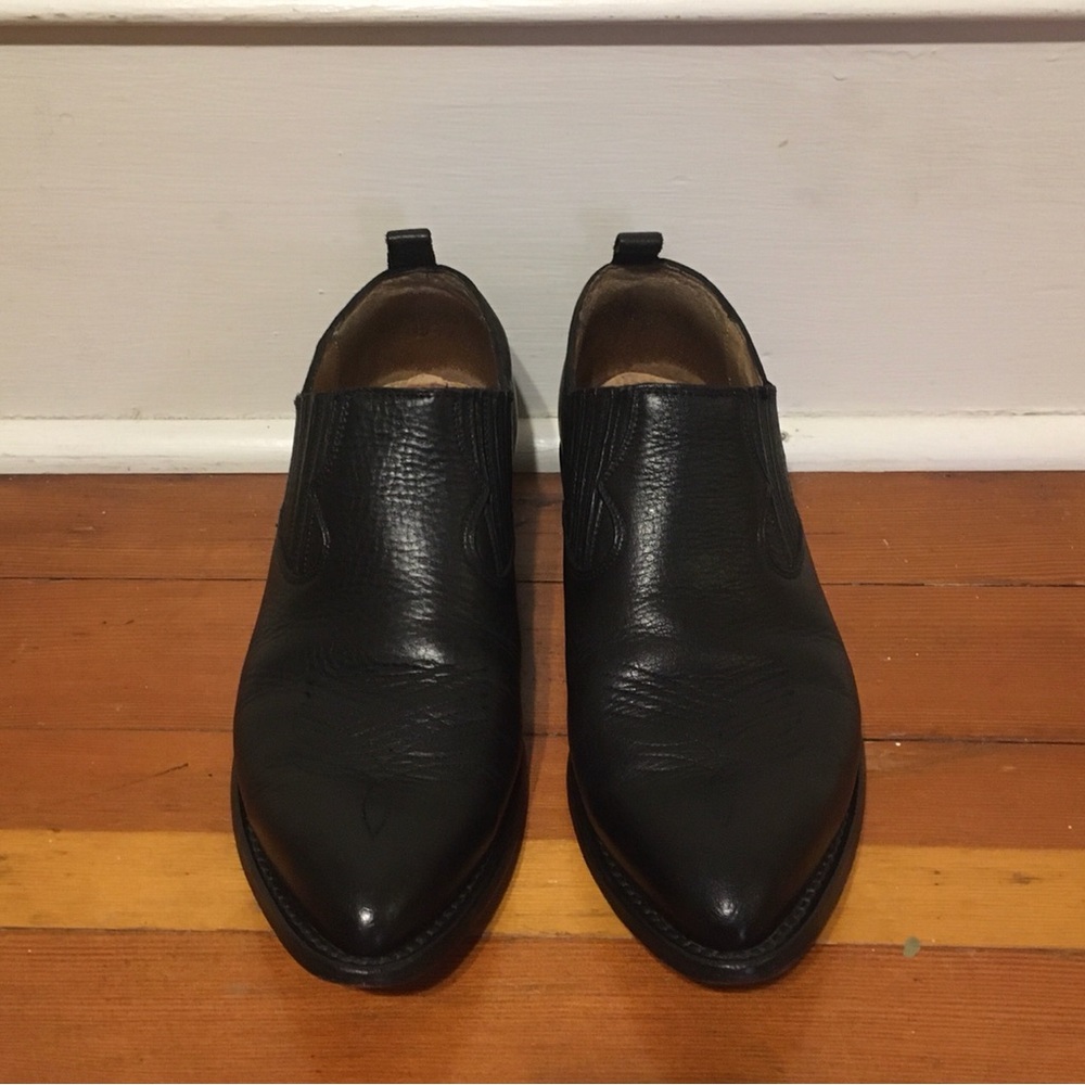 Frye Black Leather Billie Shootie Western Ankle Boot
